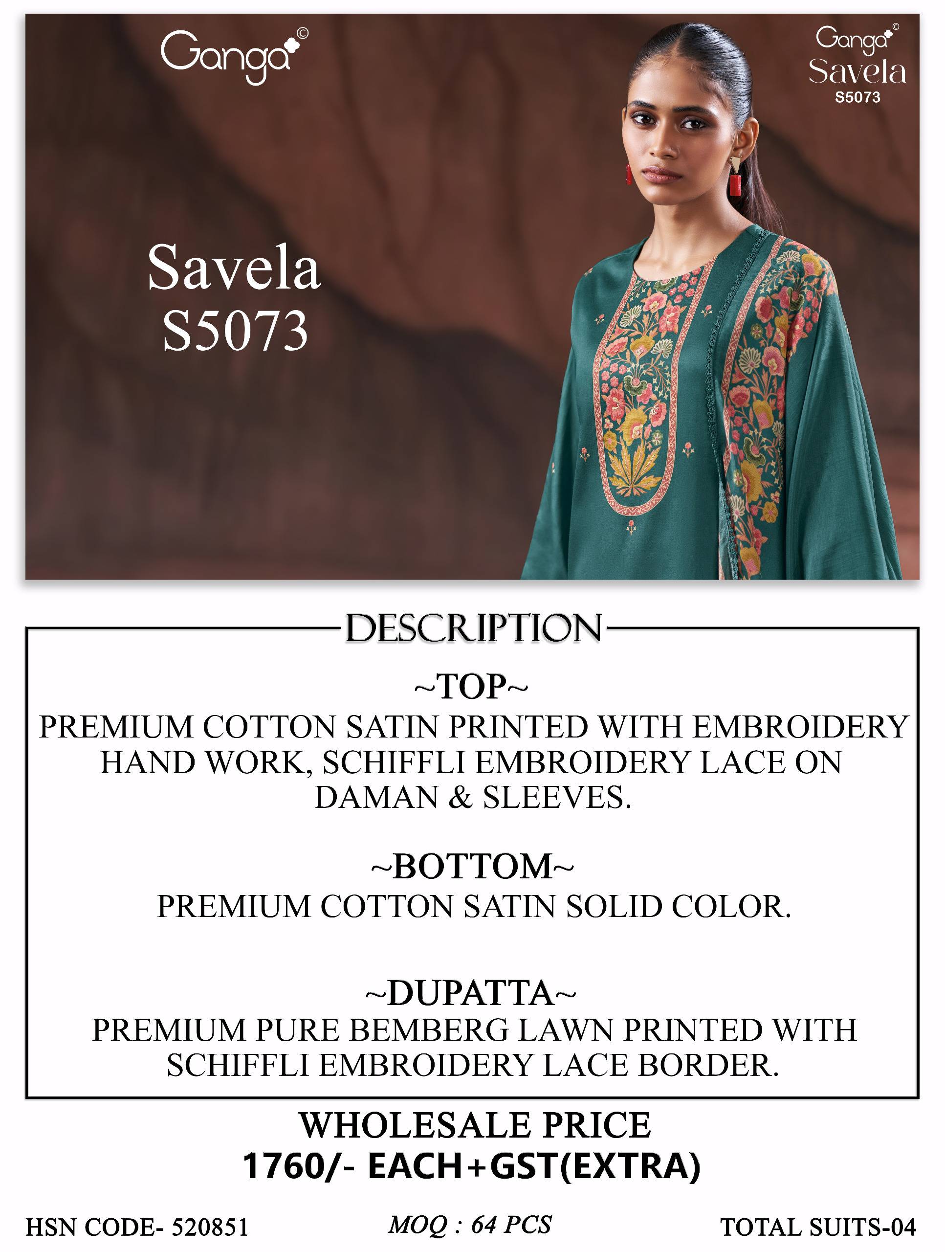 SAVELA 5073 Series By GANGAFASHION Stylish Beautiful Colourful Cotton Satin Dresses At Wholesale Price